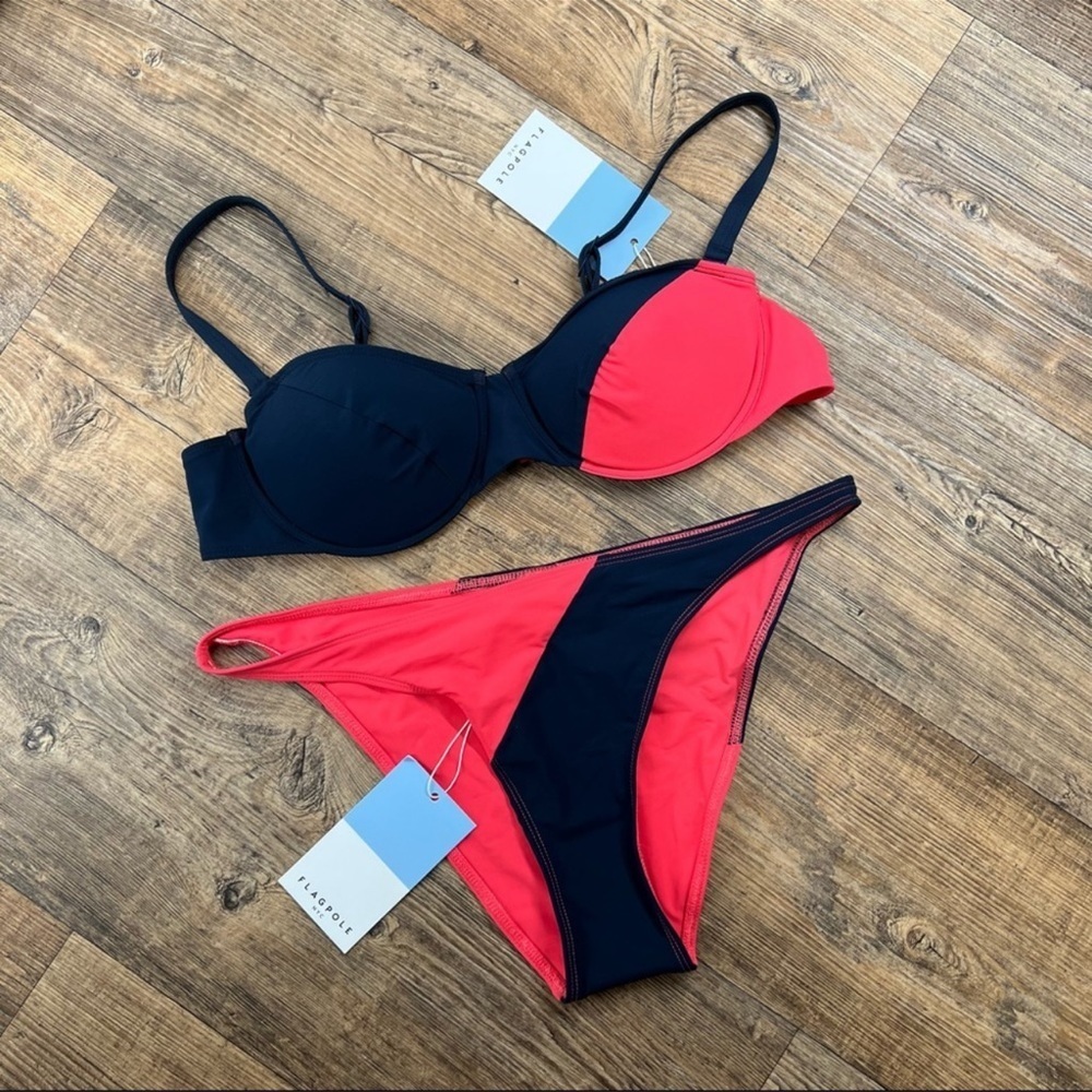 FLAGPOLE watermelon and navy bikini in XL NWT